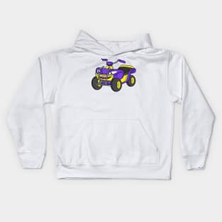 Purple Quad bike cartoon illustration Kids Hoodie